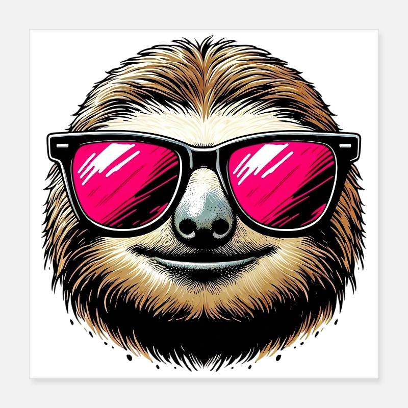 Sloth with Sunglasses Poster 16" x 16" (40x40 cm)