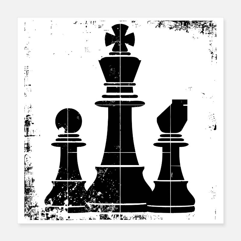 Chess Pieces Drawing Poster 16" x 16" (40x40 cm)