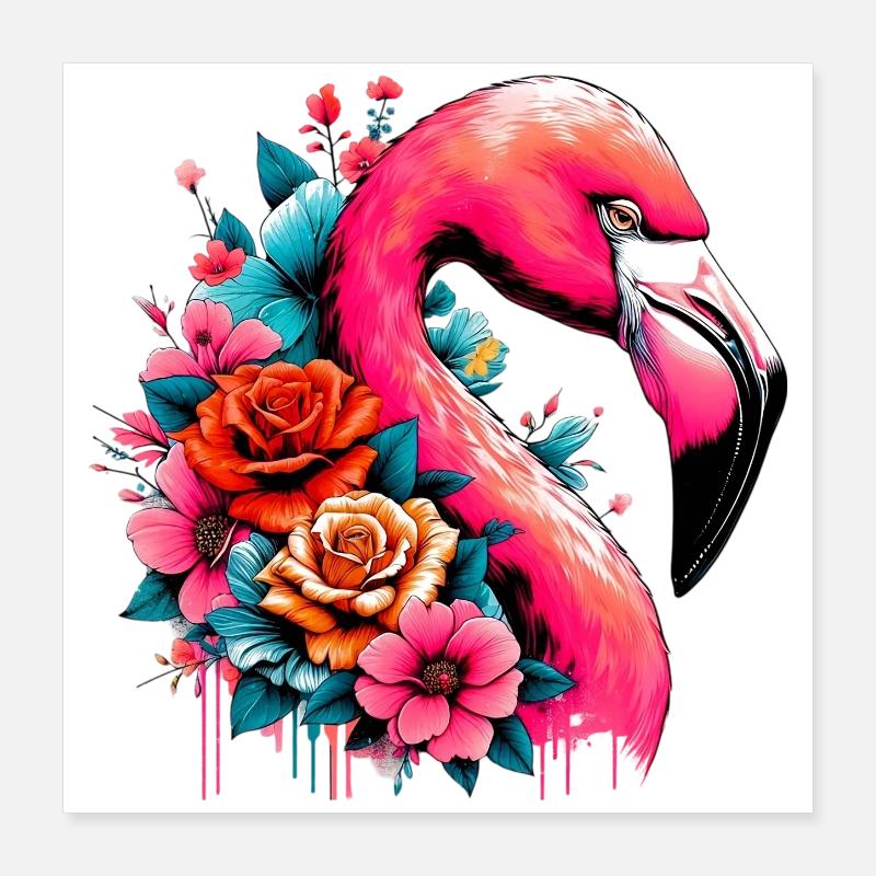 Flamant Poster 40 x 40 cm