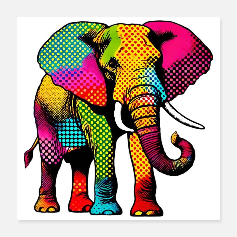 Éléphant Poster 40 x 40 cm