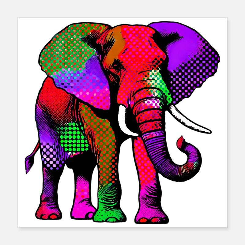 Éléphant Poster 40 x 40 cm