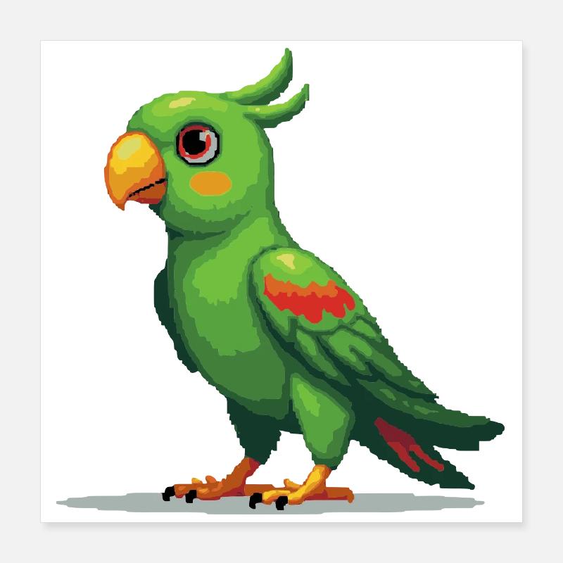 Pixel Parrot – Style rétro 8 bits Poster 40 x 40 cm
