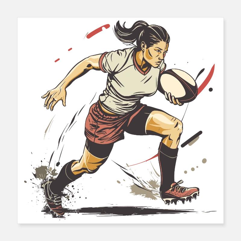 Joueuse de rugby Poster 40 x 40 cm