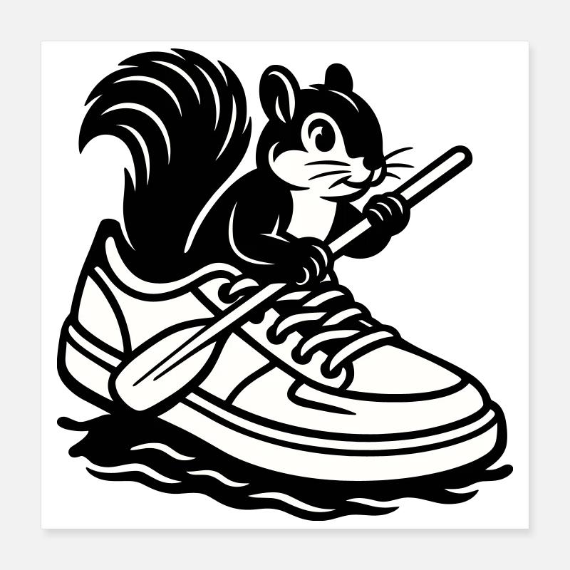 Squirrel in sneakers! Poster 16" x 16" (40x40 cm)