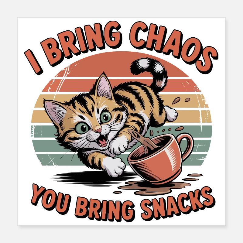 Chat du Chaos et Snacks Poster 40 x 40 cm