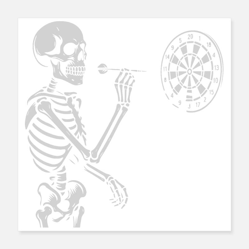 Skeleton jouant aux fléchettes Poster 40 x 40 cm