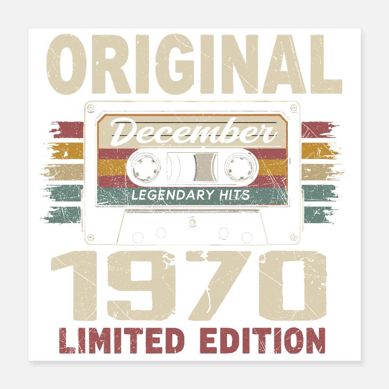 Dezember 1970 Geburtstagsgeschenk Poster 40x40 cm