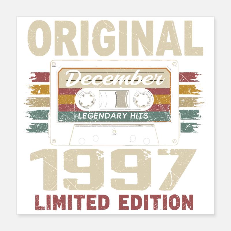 Dezember 1997 Geburtstagsgeschenk Poster 40x40 cm