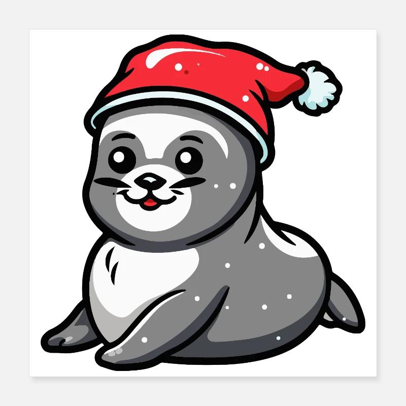 Noël de l’animal du phoque Poster 40 x 40 cm