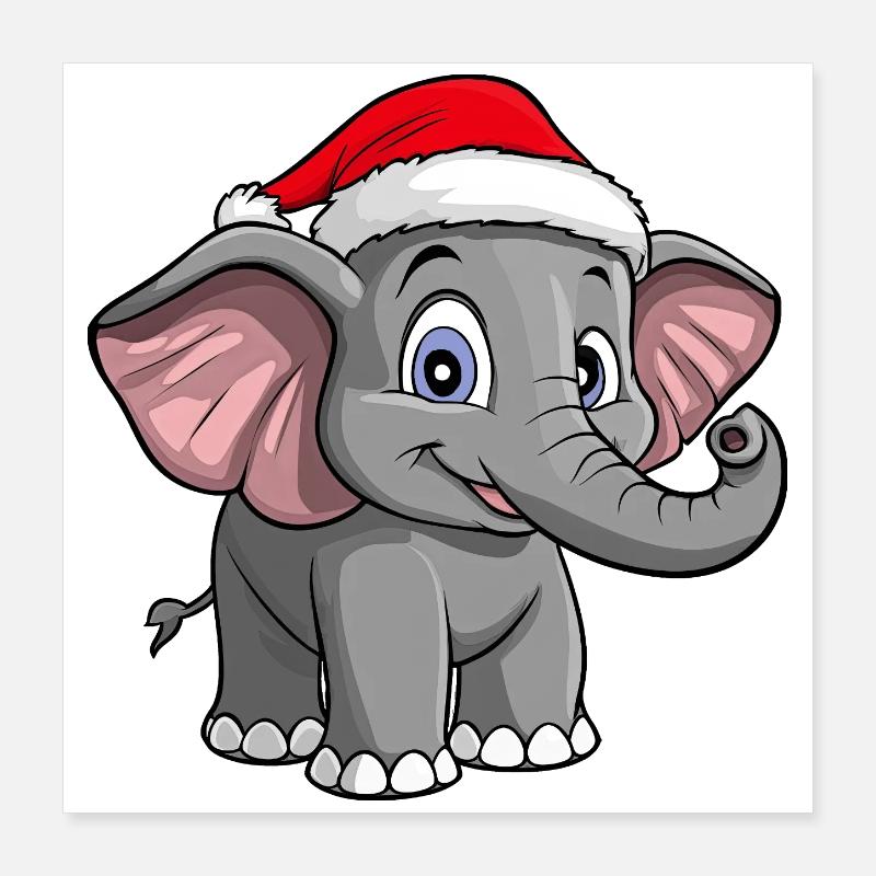 Noël des éléphants Poster 40 x 40 cm