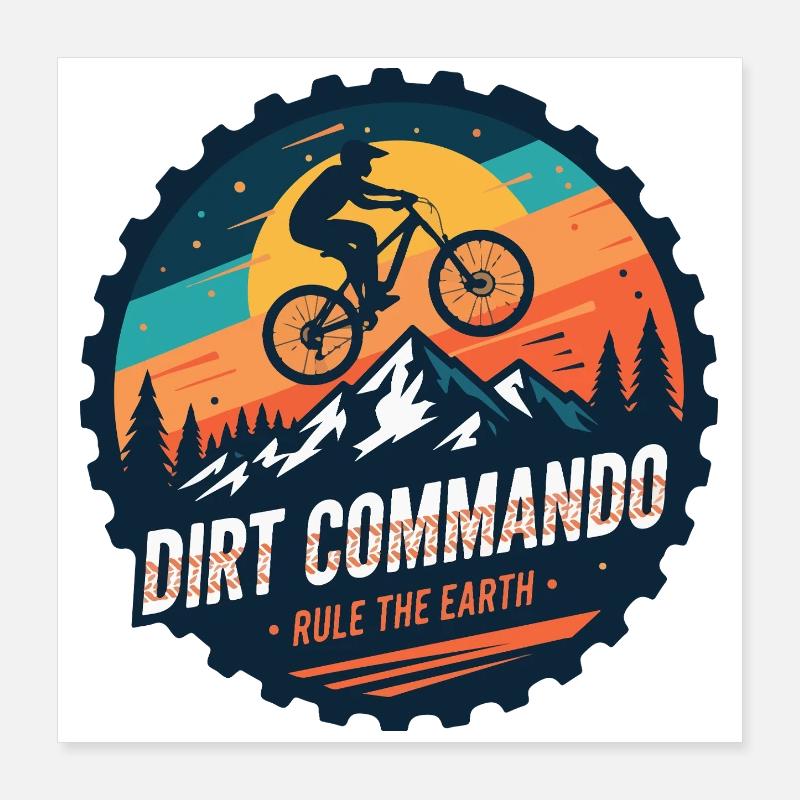 Dirt Commando Mountain Biker Poster 16" x 16" (40x40 cm)