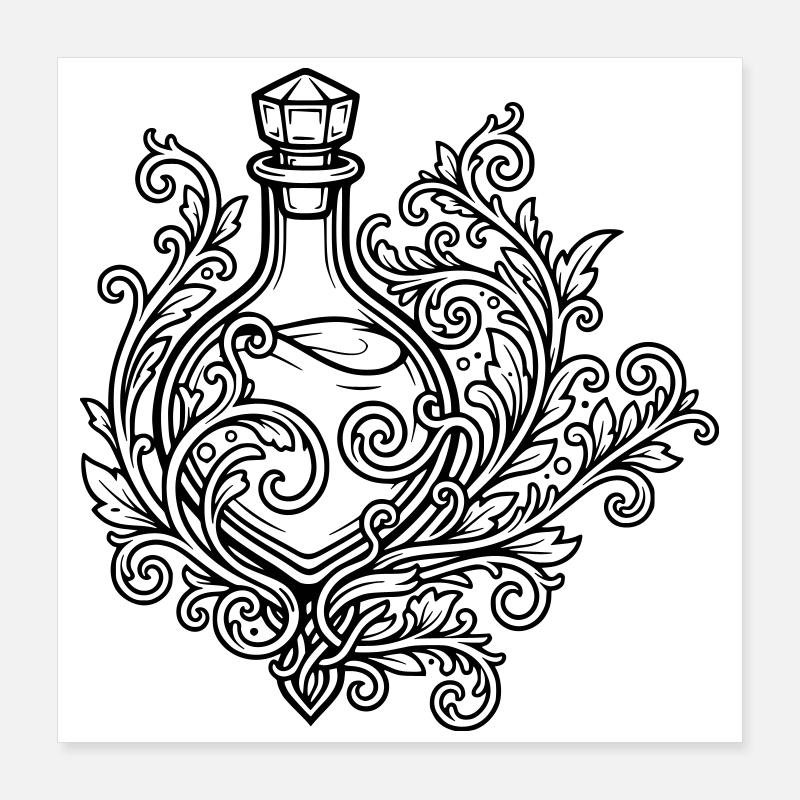 Elixir vial and flowers Poster 16" x 16" (40x40 cm)