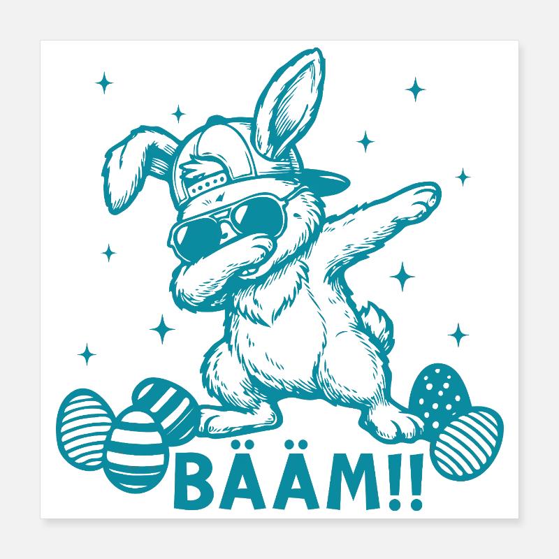 Draps de Pâques drôles Lapin de Pâques Bääm Poster 40 x 40 cm