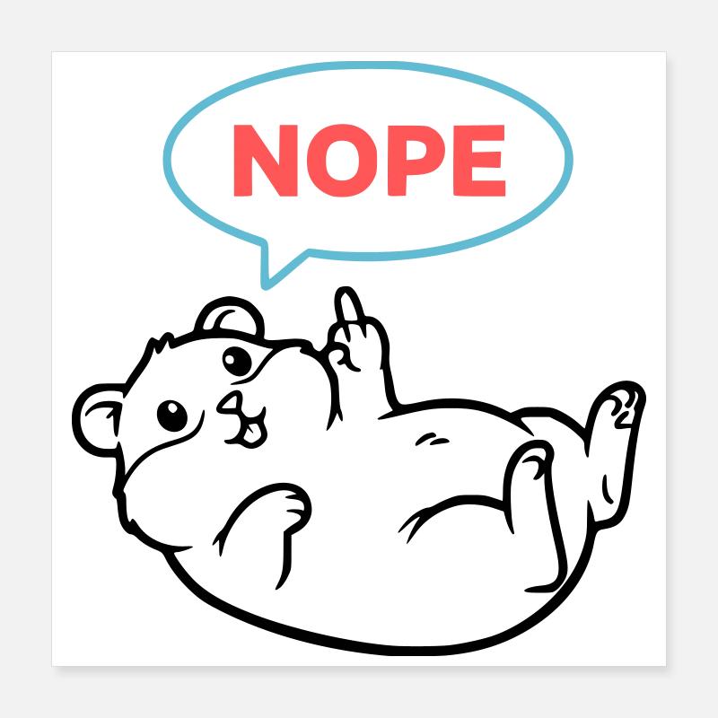 Hamster Nope Comic Coloré Poster 40 x 40 cm