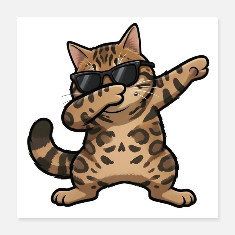 Chat du Bengale en train de s’essuyer Poster 40 x 40 cm