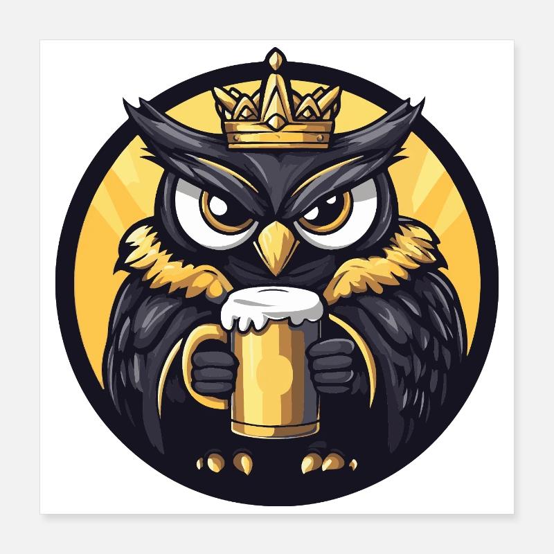 Eule Bier Lustig Poster 40x40 cm