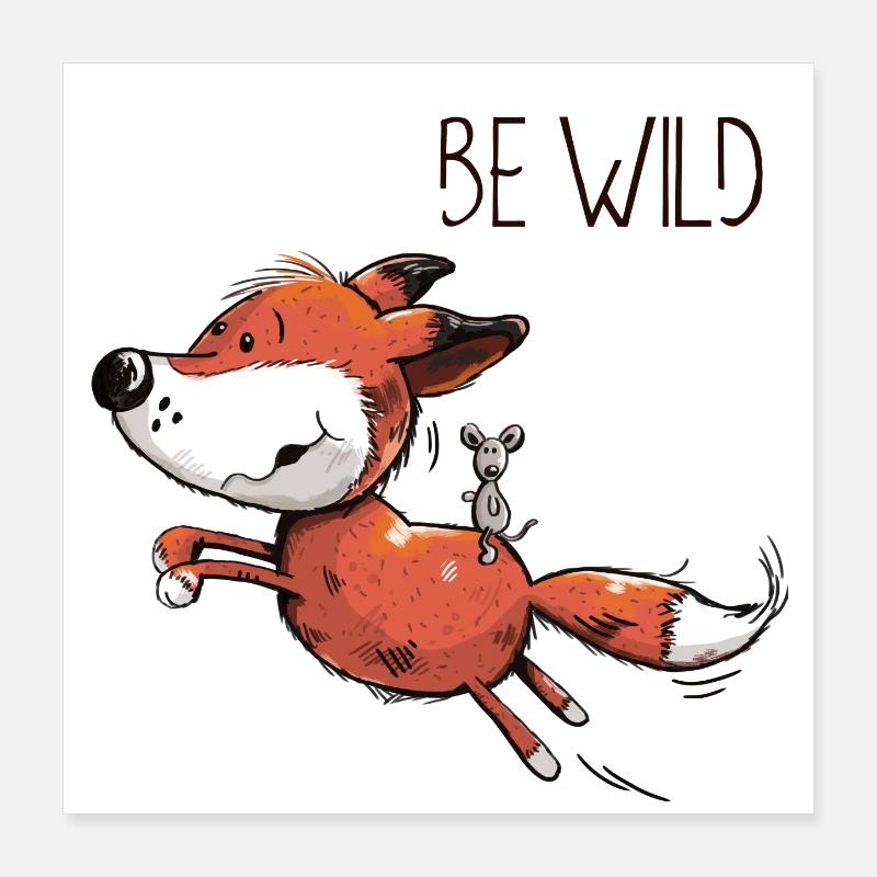 Be Wild Fox with Riding Mouse - Baby Comic Poster 16" x 16" (40x40 cm)