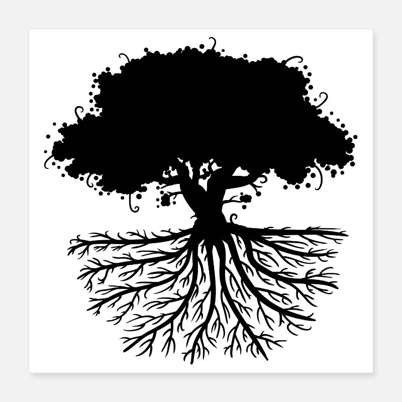 tree roots black Poster 40x40 cm