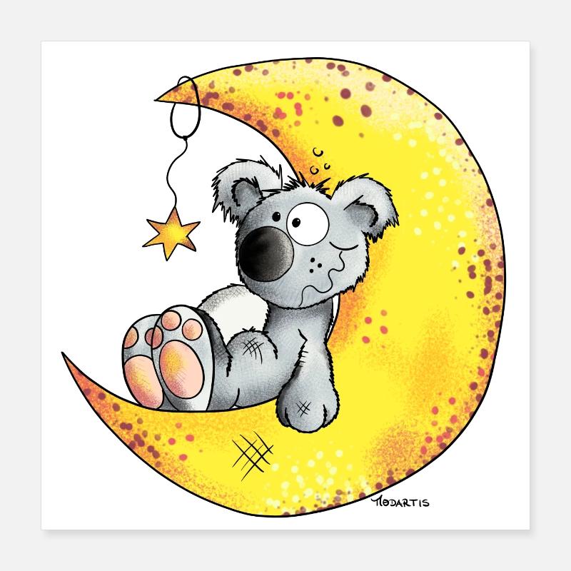Koala im Mond Poster 40x40 cm