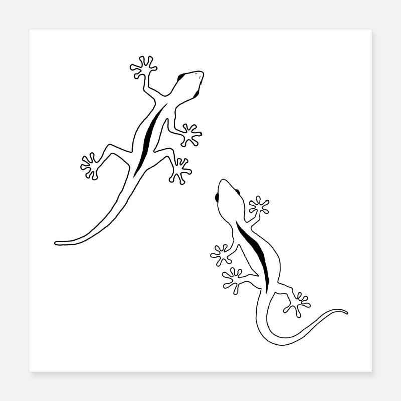 Deux Lézards (noir et blanc) Poster 40 x 40 cm