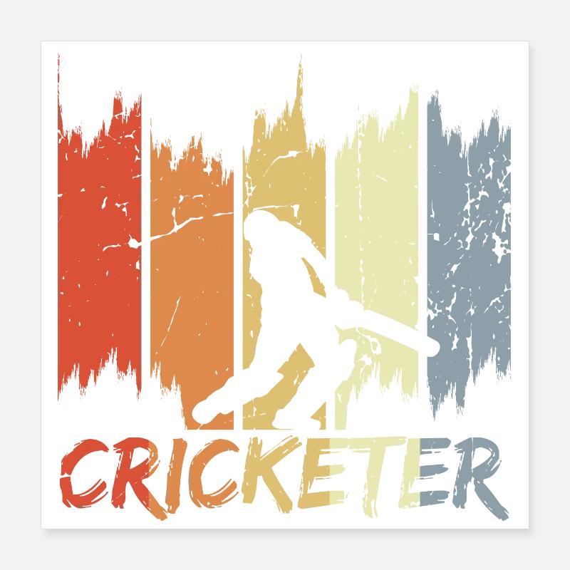Retro Cricketer Poster 16" x 16" (40x40 cm)