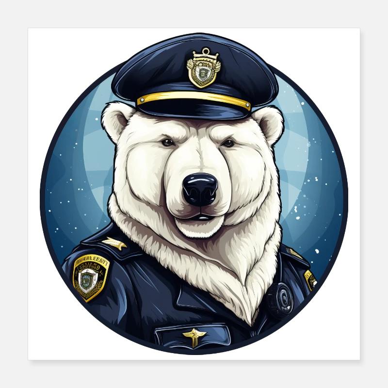Eisbären Polizei Poster 40x40 cm