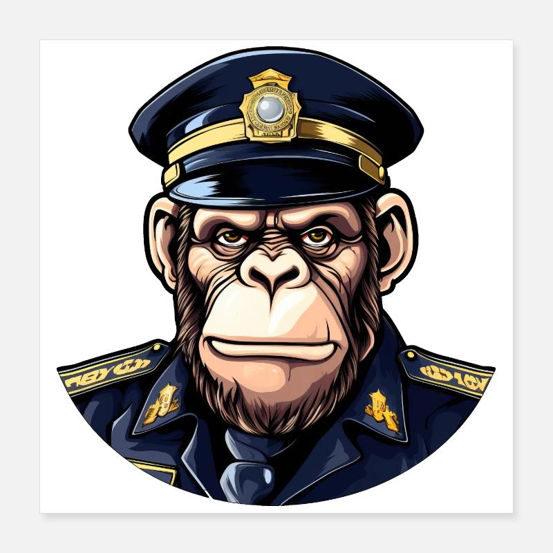 Chimpanzee Policeman Poster 16" x 16" (40x40 cm)