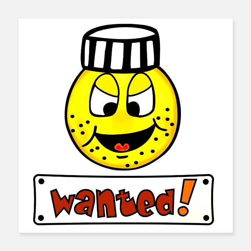 Wanted - Lustiges Emoticon Häftling  Poster 40x40 cm