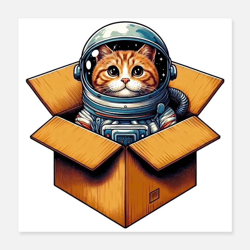 Chat astronaute Poster 40 x 40 cm