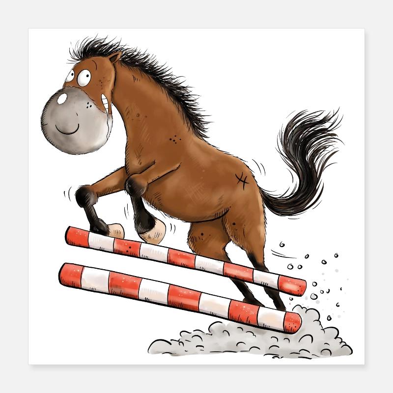 Cheval de tournoi de saut d’obstacles drôle Poster 40 x 40 cm