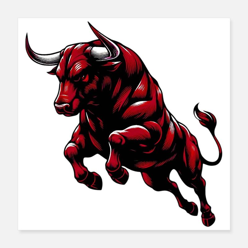 Bull Poster 16" x 16" (40x40 cm)