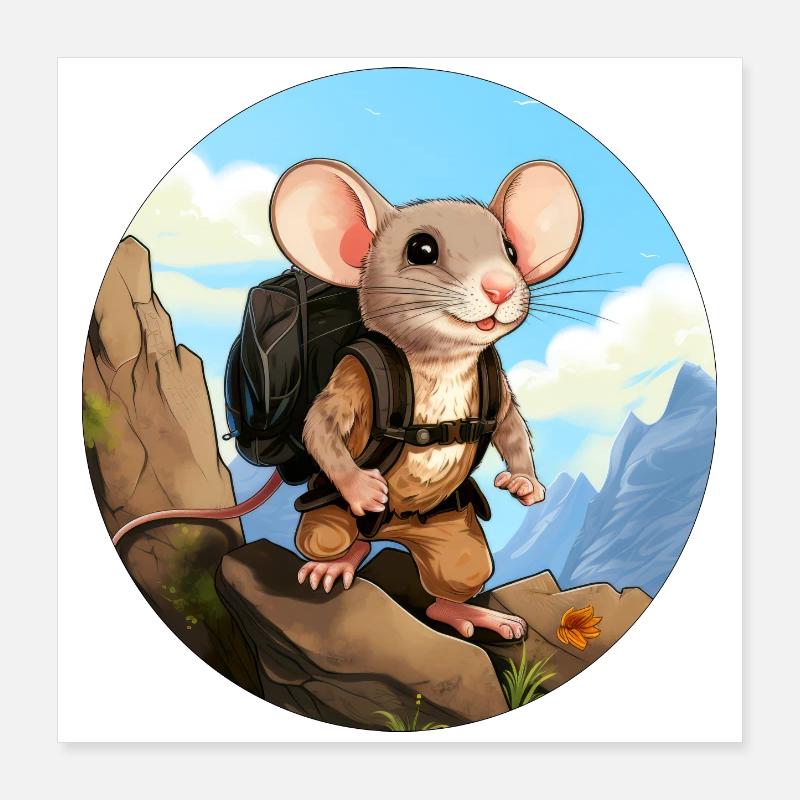 Maus Wandern / Bergsteiger Mäuse Poster 40x40 cm