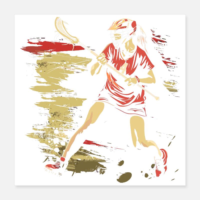 Oldschool Lacrosse Mädchen Poster 40x40 cm