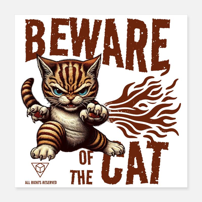 Attention au chat Poster 40 x 40 cm