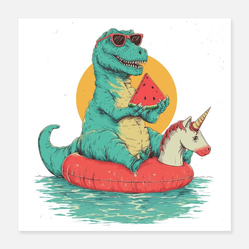T-rex chilling Poster 16" x 16" (40x40 cm)