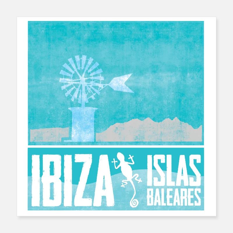 Ibiza Windmills Design Poster 16" x 16" (40x40 cm)