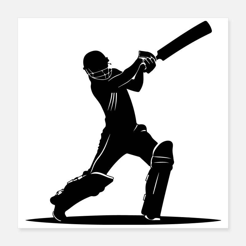 Cricket Batsman Silhouette Poster 40x40 cm