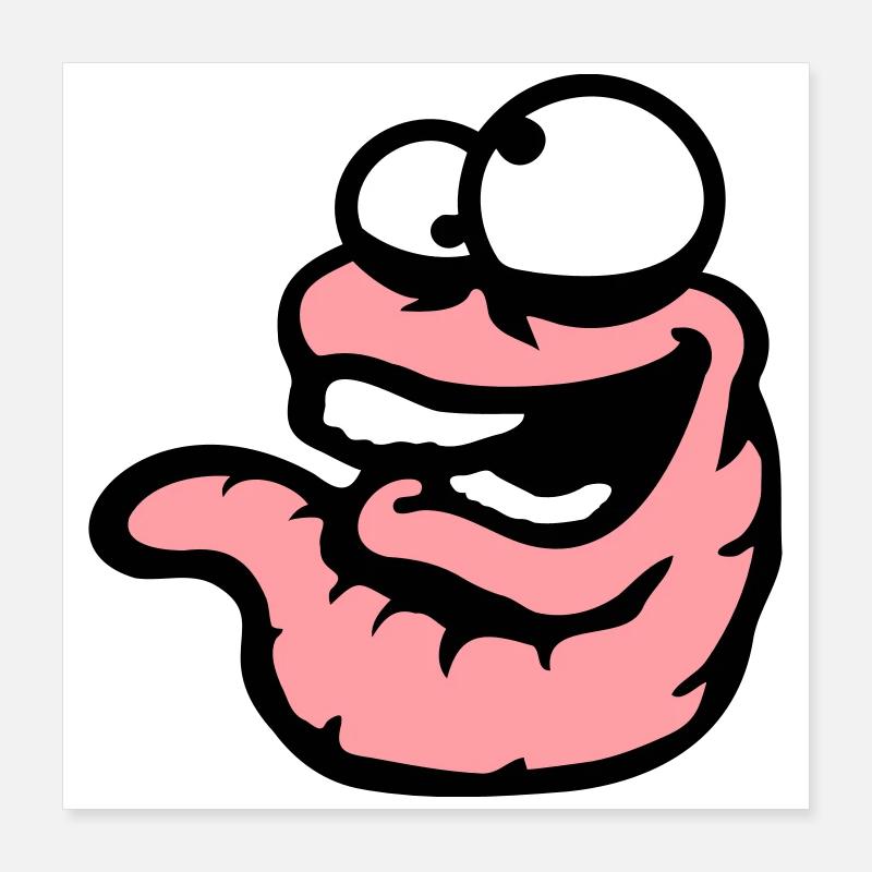 Worm Laughing Crazy Squinting Silly Stupid Poster 16" x 16" (40x40 cm)