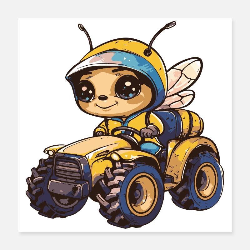 Biene Traktor Farmer Poster 40x40 cm