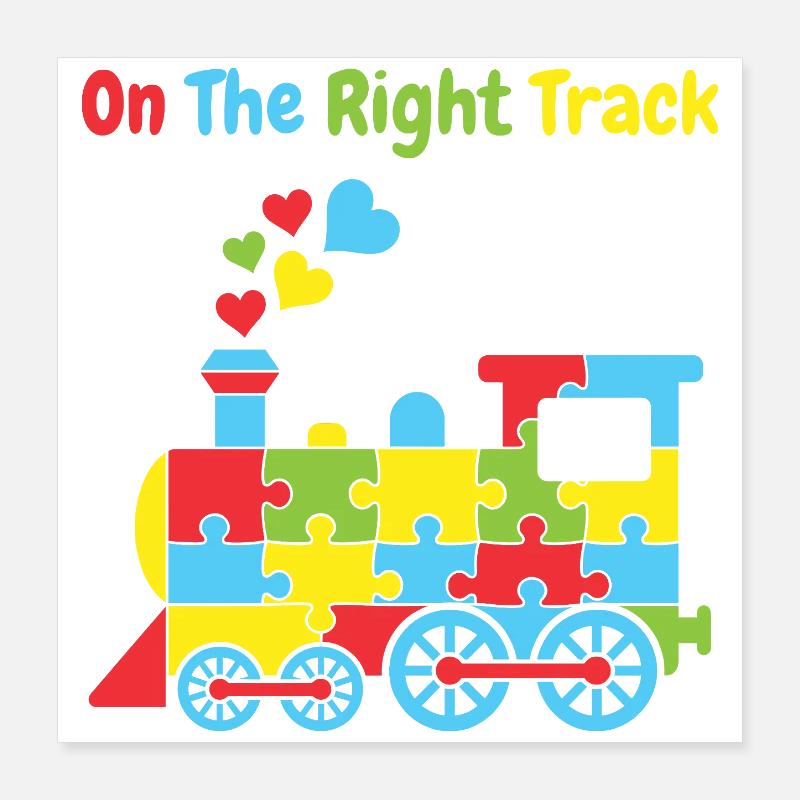 On The Right Track Autism Train Poster 16" x 16" (40x40 cm)