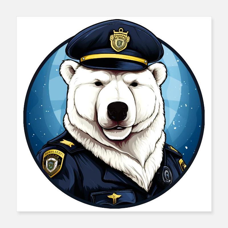 Eisbären Polizei - Poster 40x40 cm - Weiß