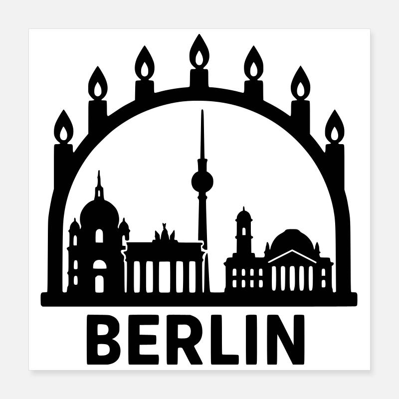 Décoration de Noël Schwibbogen de Berlin Avent - Poster 40 x 40 cm - blanc