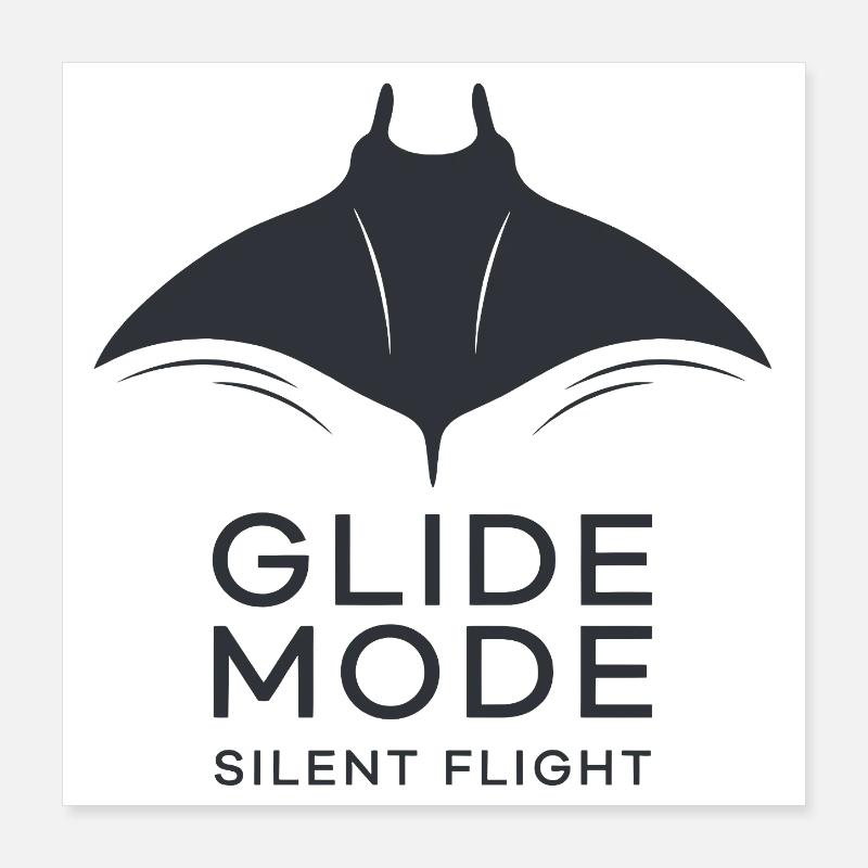 GLIDE MODE – minimalistische Mantarochen-Silhouett Poster 40x40 cm
