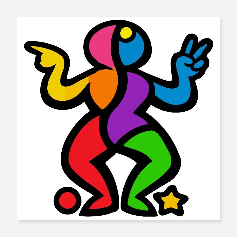 Colorful Dancing Shape Poster 16" x 16" (40x40 cm)