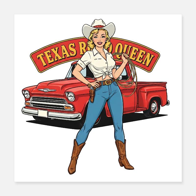 Texas Queen Pinup Poster 16" x 16" (40x40 cm)