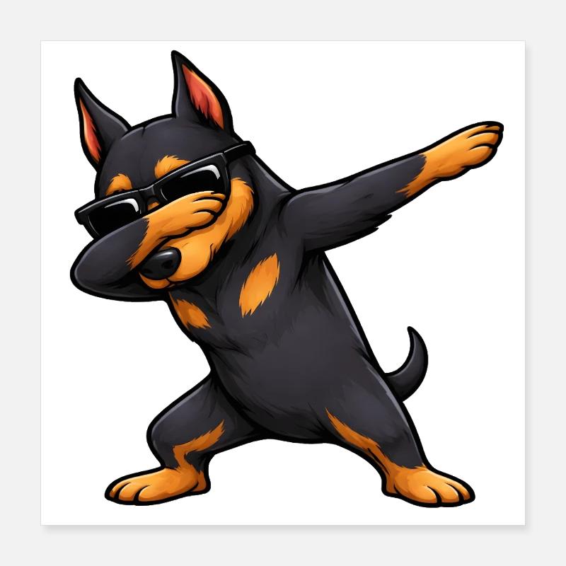 Dabbing Doberman - Poster 16" x 16" (40x40 cm) - white