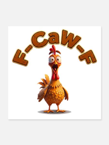 F-Caw Cartoon Rooster | funny pictures, lifestyle - Poster 16" x 16" (40x40 cm) - white - Front