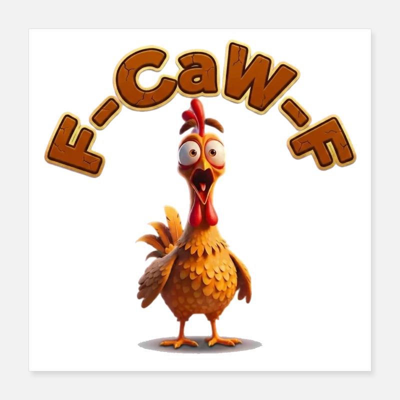 F-Caw Cartoon Hahn | lustige Bilder, Lifestyle Poster 40x40 cm