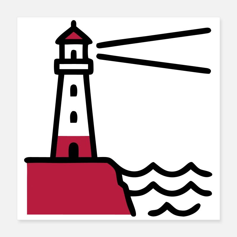 Leuchtturm Küste Maritim Meer Poster 40x40 cm