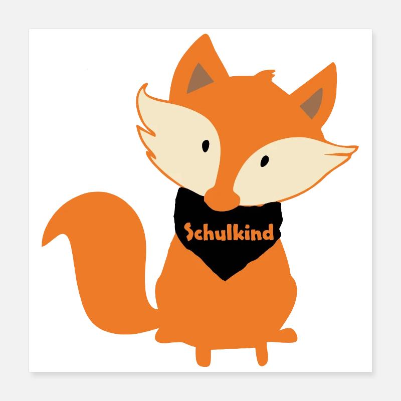 Renard écolier enfant scolarisation Poster 40 x 40 cm